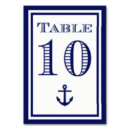 Einfache Navy Blue Gerahmt Ankertafel #10 Tischnummer