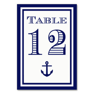 Einfache Navy Blue Gerahmt Ankertafel #12 Tischnummer