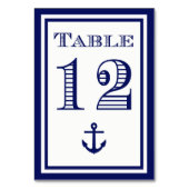 Einfache Navy Blue Gerahmt Ankertafel #12 Tischnummer (Rückseite)
