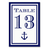Einfache Navy Blue Gerahmt Ankertafel #13 Tischnummer (Rückseite)