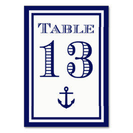 Einfache Navy Blue Gerahmt Ankertafel #13 Tischnummer