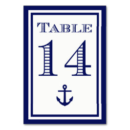 Einfache Navy Blue Gerahmt Ankertafel #14 Tischnummer