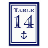 Einfache Navy Blue Gerahmt Ankertafel #14 Tischnummer (Vorderseite)