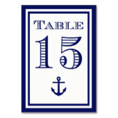 Einfache Navy Blue Gerahmt Ankertafel #15 Tischnummer (Rückseite)