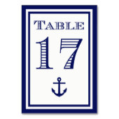 Einfache Navy Blue Gerahmt Ankertafel #17 Tischnummer (Rückseite)