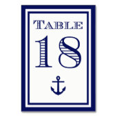 Einfache Navy Blue Gerahmt Ankertafel #18 Tischnummer (Rückseite)