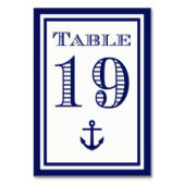 Einfache Navy Blue Gerahmt Ankertafel #19 Tischnummer (Rückseite)