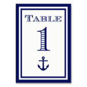 Einfache Navy Blue Gerahmt Ankertafel #1 Tischnummer (Vorderseite)
