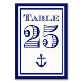 Einfache Navy Blue Gerahmt Ankertafel #1 Tischnummer (Vorderseite)