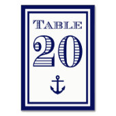 Einfache Navy Blue Gerahmt Ankertafel #20 Tischnummer (Vorderseite)