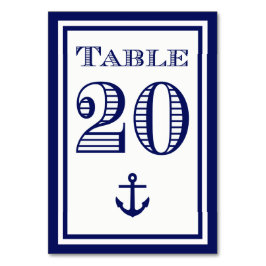 Einfache Navy Blue Gerahmt Ankertafel #20 Tischnummer