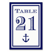 Einfache Navy Blue Gerahmt Ankertafel #21 Tischnummer (Rückseite)