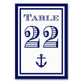 Einfache Navy Blue Gerahmt Ankertafel #22 Tischnummer (Vorderseite)