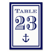 Einfache Navy Blue Gerahmt Ankertafel #23 Tischnummer (Rückseite)