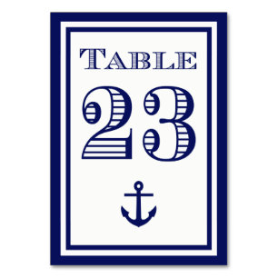 Einfache Navy Blue Gerahmt Ankertafel #23 Tischnummer