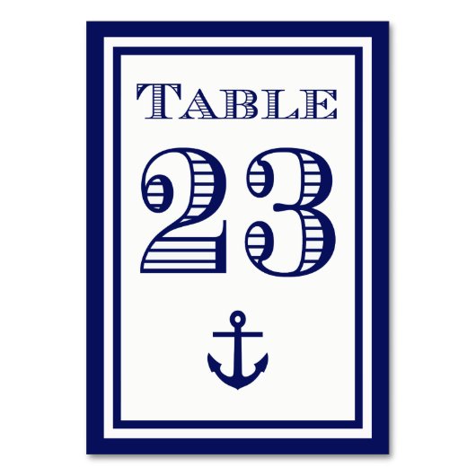 Einfache Navy Blue Gerahmt Ankertafel #23 Tischnummer (Vorderseite)