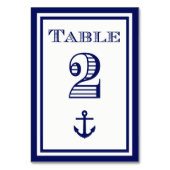 Einfache Navy Blue Gerahmt Ankertafel #2 Tischnummer (Rückseite)