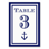 Einfache Navy Blue Gerahmt Ankertafel #3 Tischnummer (Vorderseite)