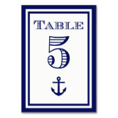 Einfache Navy Blue Gerahmt Ankertafel #5 Tischnummer (Vorderseite)