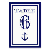 Einfache Navy Blue Gerahmt Ankertafel #6 Tischnummer (Vorderseite)