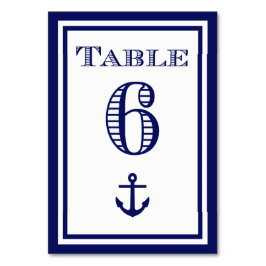 Einfache Navy Blue Gerahmt Ankertafel #6 Tischnummer