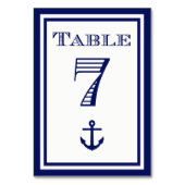 Einfache Navy Blue Gerahmt Ankertafel #7 Tischnummer (Vorderseite)