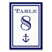 Einfache Navy Blue Gerahmt Ankertafel #8 Tischnummer (Vorderseite)