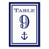Einfache Navy Blue Gerahmt Ankertafel #9 Tischnummer (Rückseite)