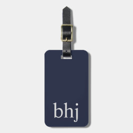 Einfache Navy Blue Initial Monogram Gepäckanhänger