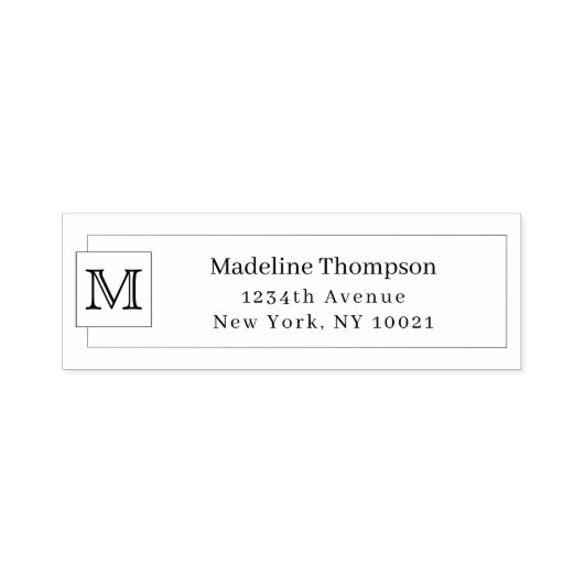 Einfache Navy Blue Initial Monogram Name Border Permastempel (Design)