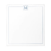Einfache Navy Blue Initial Monogram Square Grenze Notizblock (Vorderseite)
