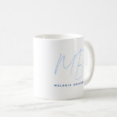 Einfache Navy Blue Minimalistisch Two Monogram Nam Kaffeetasse (VorderseiteRechts)