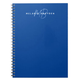 Einfache Navy Blue Minimalistisch Two Monogram Nam Notizblock