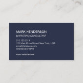 Einfache Navy Blue Modern Minimalistisch Visitenkarte (Rückseite)