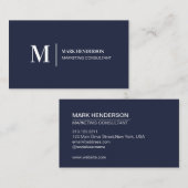 Einfache Navy Blue Modern Minimalistisch Visitenkarte (Vorne/Hinten)