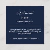 Einfache Navy Blue Modern Vielen Dank Geschäftskar Quadratische Visitenkarte (Rückseite)