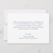 Einfache Navy Blue Moderne Geschäfte Dankeskarte (Rückseite)