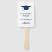 Einfache Navy Blue Mortar Board Moderner Abschluss Fächer (Vorderseite)