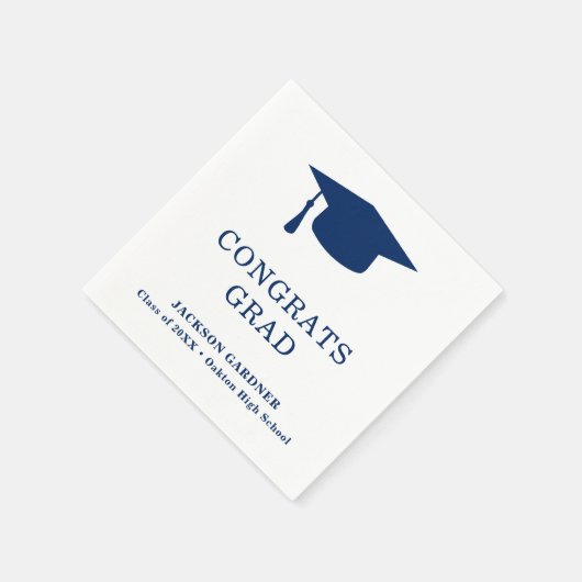 Einfache Navy Blue Mortar Board Moderner Abschluss Serviette (Ecke)