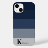 Einfache Navy Blue Ombre Gray Classic Monogram Case-Mate iPhone Hülle (Rückseite)