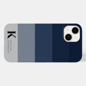 Einfache Navy Blue Ombre Gray Classic Monogram Case-Mate iPhone Hülle (Rückseite (Horizontal))