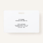 Einfache Navy Blue QR Code Mitarbeiter-ID Ausweis (Rückseite)