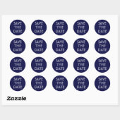Einfache Navy Blue-Save the Date-Aufkleber Runder Aufkleber (Blatt)