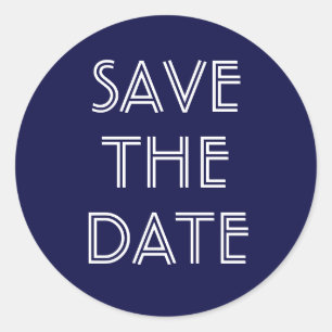 Einfache Navy Blue-Save the Date-Aufkleber Runder Aufkleber