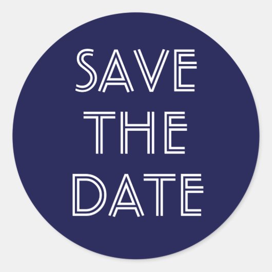 Einfache Navy Blue-Save the Date-Aufkleber Runder Aufkleber (Vorderseite)