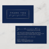 Einfache Navy Blue & Silver Foil Effekt Vielen Dan Visitenkarte (Vorne/Hinten)