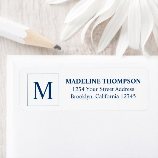 Einfache Navy Blue Square Border Monogram (Insitu)