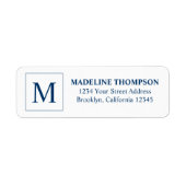 Einfache Navy Blue Square Border Monogram (Vorne)