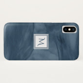 Einfache Navy Blue Subtle Marble Moderne Monogram Case-Mate iPhone Hülle (Rückseite (Horizontal))