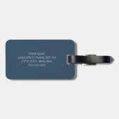 Einfache Navy Blue Subtle Marble Moderne Monogram Gepäckanhänger (Rückseite horizontal)